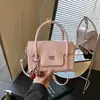 Bolsa transversal de ombro único casual e estilosa, textura simples, modelo novo, bolsa quadrada pequena feminina de nicho da primavera de 2026