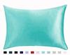 Funda de almohada individual de seda artificial de color sólido satinado Funda de almohada de seda de hielo cremallera paquete individual
