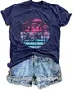 Camiseta de Manga Corta para Mujer con Estampado de Palmeras y Playa Estilo Hawaiano Talla Europea Transfronteriza Top para Vacaciones de Verano