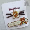 Dos Paquetes de Lindos Pasadores de Oso de Dibujos Animados Autocríticos, Pinzas de Pato Dulces para Estudiantes, Accesorios para el Cabello con Pinza de Corazón Femenino de Acrílico para Flecos