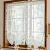Cortina de Media Ventana Transparente de Encaje Bordado Rústico, Cortina de Café Estilo Americano, Cortina de Globo Deslizante, Suministro Mayorista Transfronterizo