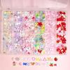 24 Cajas Dopamina Color Arcoíris Joyería para Uñas de Arte de Dibujos Animados Multicolor Blanco Combinación Accesorios DIY Material Hecho a Mano Caja