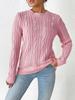 Top para Mujer Transfronterizo Europeo y Americano para Mujer Otoño e Invierno Cuello Redondo Suéter Sencillo Camiseta Básica Suéter de Punto a Máquina con Perlas
