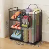 Estante de almacenamiento para el hogar para equipo de fitness, deportes, yoga, almacenamiento duradero, almacenamiento móvil para raquetas y pelotas, estante para huecos