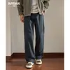 Pantalones Casuales de Pierna Recta de Algodón Pesado para Hombre, Novedad de Otoño, Holgados, Retro, Modernos, Simples, Versátiles, Color Sólido, Pantalones Cargo