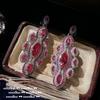 Pendientes Lady Carmine Love Gem Pendientes Sentido Antiguo Chapado Oro 18K Rojo Paloma Anillo Zircón Panal