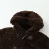 Exportação Transfronteiriça Roupas Femininas Inverno 2025 Estilo Europeu e Americano Casaco com Capuz de Manga Longa Botão de Chifre Lã de Cordeiro para Mulheres D5251023