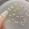 Acessório de Laço de Metal para Nail Art com 6 Compartimentos Pedras Strass Coloridas Redondas com Fundo Plano Luxo Leve Laços 3D Decorações para Unhas
