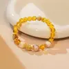 Nuevo Pulsera de Cristal para el Cabello de Cristal Amarillo Estilo Chino para Mujer con Piedra Ojo de Tigre en Forma de Moneda, Nuevo Modelo 2025