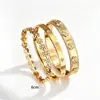 Conjunto de Três Peças Transfronteiriço Europeu e Americano Mais Vendido Pulseira de Aço Inoxidável para Mulheres Pulseira com Galvanização a Vácuo 18K Combinação Fashionável Não Desbota