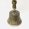 Conjunto de Sino Vajra e Maço Vajra Nepaleses de Manivela, Latão de Nove Pontas, Feito à Mão, Instrumento Ritual Vintage