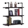 Estante Industrial de Parede em Tubo de Metal DIY Estilo Aberto Prateleira Flutuante de Armazenamento para Casa Montada na Parede