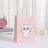 Bolsa de compras con diseño de gato de dibujos animados, bolsa de regalo impresa, bolsa de papel kraft al por mayor, bolsa de almacenamiento, bolsa de compras