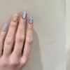Conto Gelado Contas de Vidro Azul Brilhante Olho de Gato Clareador Strass Laço Frio Fofo Arte de Unha Feita à Mão