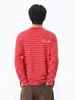 Camiseta de Manga Longa Color Block Listrada Pesada 280g Nova Moda Primavera 2026 Marca Casual Solta Top Bordado com Logo