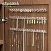 Gabinete de espejo Puerta Trasera Almacenamiento de Collares Colgador Pulsera Pendiente Fila de Ganchos Antienredos Soporte de Exhibición de Joyas Montado en la Pared