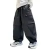 Pantalones Casuales para Niños Primavera y Verano 2026 Nuevo Estilo Pantalones de Pierna Ancha para Niños Mayores Pantalones Cargo Casuales con Bolsillos Pantalones Largos para Niños Grandes