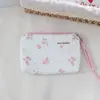 Monedero floral de pana estilo coreano, bolsa de almacenamiento portátil de gran capacidad para cuidado de la piel, bolso de mano versátil para estudiantes
