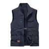Popular da Primavera e Outono Transfronteiriço Masculino Exterior Multi-Bolsos Roupa de Trabalho Fina Secagem Rápida Fotografia Pesca Colete Jaqueta