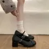 Primer Encuentro con Zapatos de Tacón Alto Mary Jane Bajos Estilo Hada Gentil para Mujer, Novedad Primavera 2026 Tacón Grueso Francés para Combinar con Vestidos