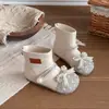 Botas da Moda para Meninas Outono Inverno Novas Botas Curtas Infantis Laço de Strass Super Macias Estilo Princesa Bebê Moda Botas Martin