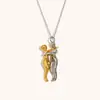 Colar Grande de Abraço Transfronteiriço Europeu e Americano Aço Inoxidável 316L Banhado a Ouro 18K Bicolor Personalizado Popular Nicho Pingente Criativo