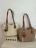 Bolso de paja con borla y pajarita, nuevo bolso tejido de paja, bolso de playa para vacaciones, bolso de hombro versátil, bolso tote de verano para el día a día