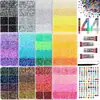 Caja de 24 compartimentos moderna y popular de diamantes de resina jelly de color AB con base plana, empaquetada para arte de uñas DIY, accesorios pequeños, venta al por mayor