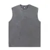 Fornecimento Exclusivo Transfronteiriço de Camiseta Masculina Casual Versátil de Verão Nova, Sem Mangas, Gola Redonda, Lavada, Vintage, 230g, Solta