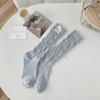 Calcetines para Mujer de Cinco Capas Luo Kou Torcidos Calcetines Ins de Moda Estilo Japonés Etiqueta de Tela Color Sólido Calcetines Apilados Estilo Fresco Pequeño Algodón Peinado para Mujer