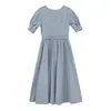 Vestido Estilo Francés COMOS CMS de Cintura Pellizcada Texturizada Verano 2026 Espalda Abierta Elegante Largo 258369