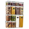 Conjunto Transfronteiriço de 24/42 Peças de Recipientes Diários para Armazenamento na Cozinha, PP de Grau Alimentício para Armazenamento de Grãos, Potes Transparentes Selados