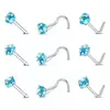 Tachuelas para nariz de acero inoxidable con forma de corazón y estrella más vendidas transfronterizas, barra en S, barra en L, barra curva, joyería para nariz incrustada con diamantes, al por mayor en stock