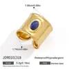 Anillo de Acero de Titanio con Piedra Natural Jieding, Anillo de Turquesa Azul Lapislázuli de Gama Alta Nicho, Joyería para Mujer de Acero Inoxidable, Transfronterizo