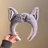 Diadema linda de dibujos animados de gato y ratón para otoño e invierno para lavarse la cara, aplicar mascarilla facial, pasador, diadema de maquillaje, accesorio para el cabello para mujeres