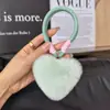 Lindo Conejo Rex Real Peluche Pequeño Corazón de Melocotón Llavero de Coche Colgante Lindo Bola de Felpa Corazón Mochila Escolar Colgante de Bolso Regalo