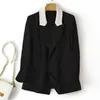 Blazer de Bloques de Color Nuevo para Mujer Petite Primavera y Otoño 2026, Elegante Traje de Moda Estilo Británico para Damas