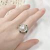 Anillo de Joyería Estilo Francés para Mujer Micro-incrustado Esmeralda Perla Anillo Abierto Noble Elegante Celebridad de Internet Libro Rojo