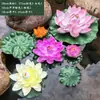 Decoração de Lótus Artificial, Enfeites de Folha de Lótus de Plástico para Aquário e Paisagismo de Lagos, Adereços de Dança de Lírio d'Água, Flores de Lótus Falsas para Oferta a Buda