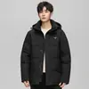 Chaqueta casual de estilo japonés para pareja, simple, 90% plumón de pato blanco, corte holgado, versátil, cortavientos, con capucha, disponible para compra transfronteriza