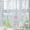 Cortina transfronteriza con tirador de globo, cortina con bordado pastoral americano, cortina transparente con acabado bordado, cortina pequeña para sala de estar y dormitorio