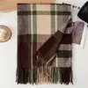 Estilo Novo Outono e Inverno Cachecol de Cashmere Sintético Moda Simples Xadrez Aquecedor de Pescoço Espesso Decoração de Roupa Externa Borlas Xale
