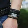 Pulsera de Cuero Tejida a Mano Retro Creativa de Aleación Flecha a Través del Corazón DIY Set de 4 Piezas Joyería de Cuero