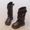 Botas Martin Femininas Estilo Retrô com Fivela 2026 Outono/Inverno Novas Botas Altas Confortáveis de Solado Macio para Crianças Botas com Forro de Lã