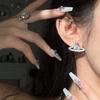 Estilo ins europeo y americano Pendientes Saturno OVNI de pintura bicolor Cobre chapado en oro Aguja de plata 925 Pendientes elegantes y sencillos para mujer