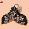 Novo Lenço Quadrado Feminino 70cm Elegante Estampado com Flores de Peônia Lenço de Seda Chiffon Acetinado Fonte de Fábrica Atacado Lenço