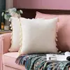Amazon Explosions Fronha de Almofada com Franjas de Cor Sólida Suave na Borda Decorativa para Sofá da Sala de Estar Casa