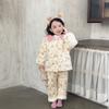 Conjunto de Pijama para Meninas Outono e Inverno Novo Estilo Acolchoado com Forro de Fleece Espesso Roupas de Algodão para Bebês Roupas de Casa para Crianças Inverno