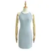 Vestido Colete Sem Manga de Temperamento Feminino Verão Novo para o Trabalho Estilo Coreano Cintura Marcada Emagrecedor Saia Longa/Curta Gentil