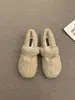 Sapatos Mary Jane baixos peludos para mulheres, novo estilo outono e inverno 2026, forrados com pelúcia, quentes, sapatos peludos de tira única